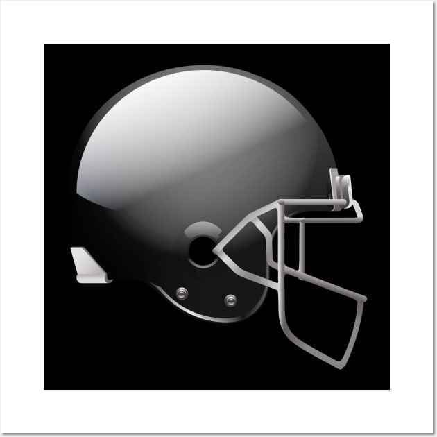 Original Football Helmet In Black Color Wall Art by Dmitriy